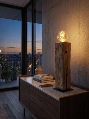 Stehlampe Altholz Ambiente Glühbirne