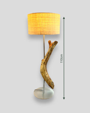 Tischlampe Schwemmholz Edelstahl