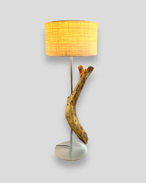Tischlampe Schwemmholz Edelstahl