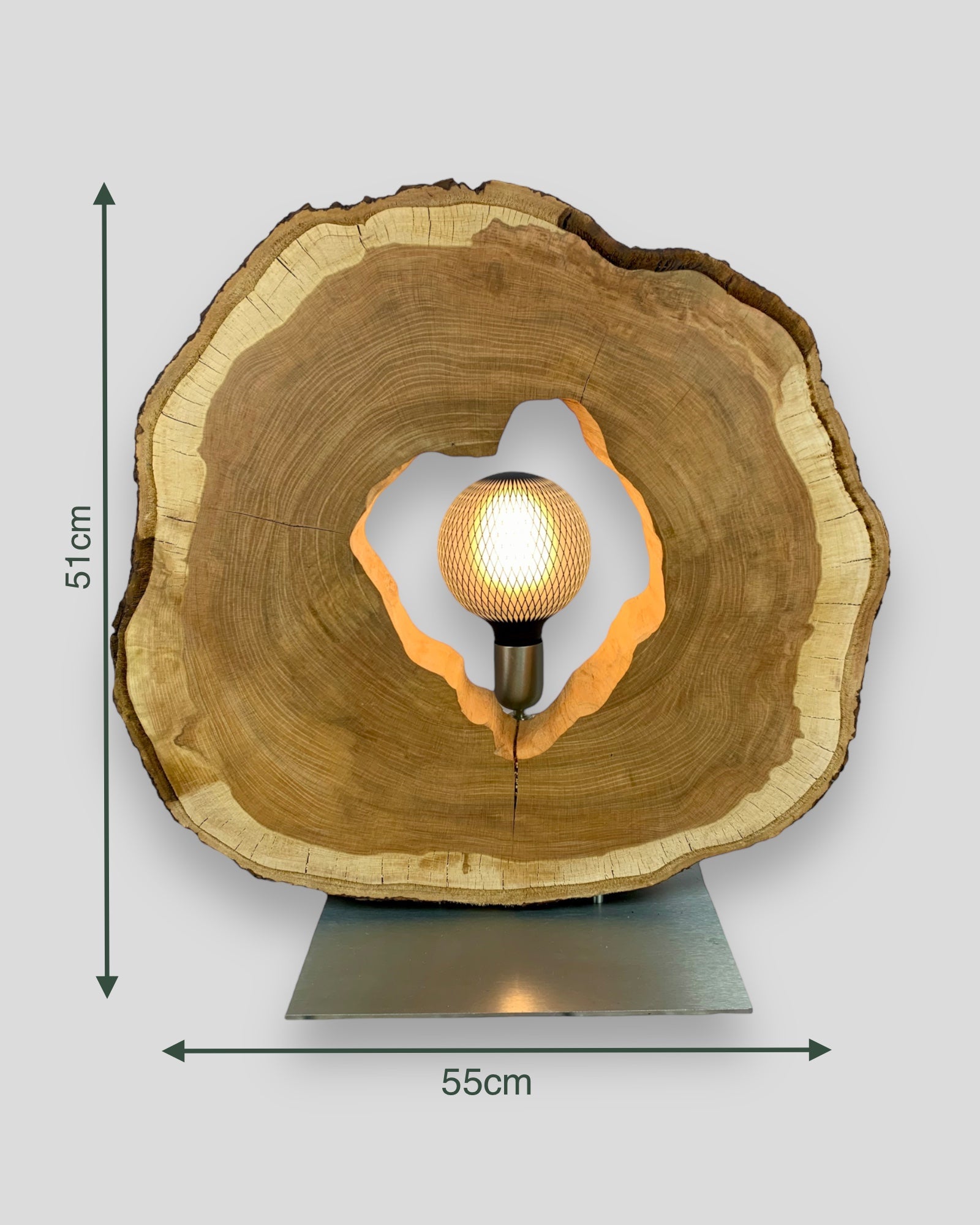 aus – Unikat-Tischleuchte Glühbirne Aussergewöhnliche Artnic Manufaktur Kirschbaum mit LED