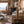 Exklusive Tischlampe aus Altholz Eiche mit Baumwollschirm im Chalet Stil