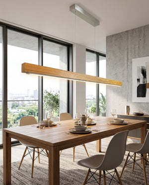 Pendelleuchte aus Eichenholz mit Touch Dimmer und LED-Beleuchtung